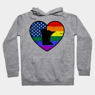 Minnesota United States Gay Pride Flag Heart Hoodie